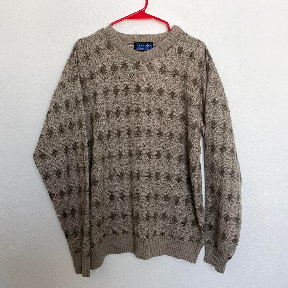 Brown diamond print 90s jantzen sweater